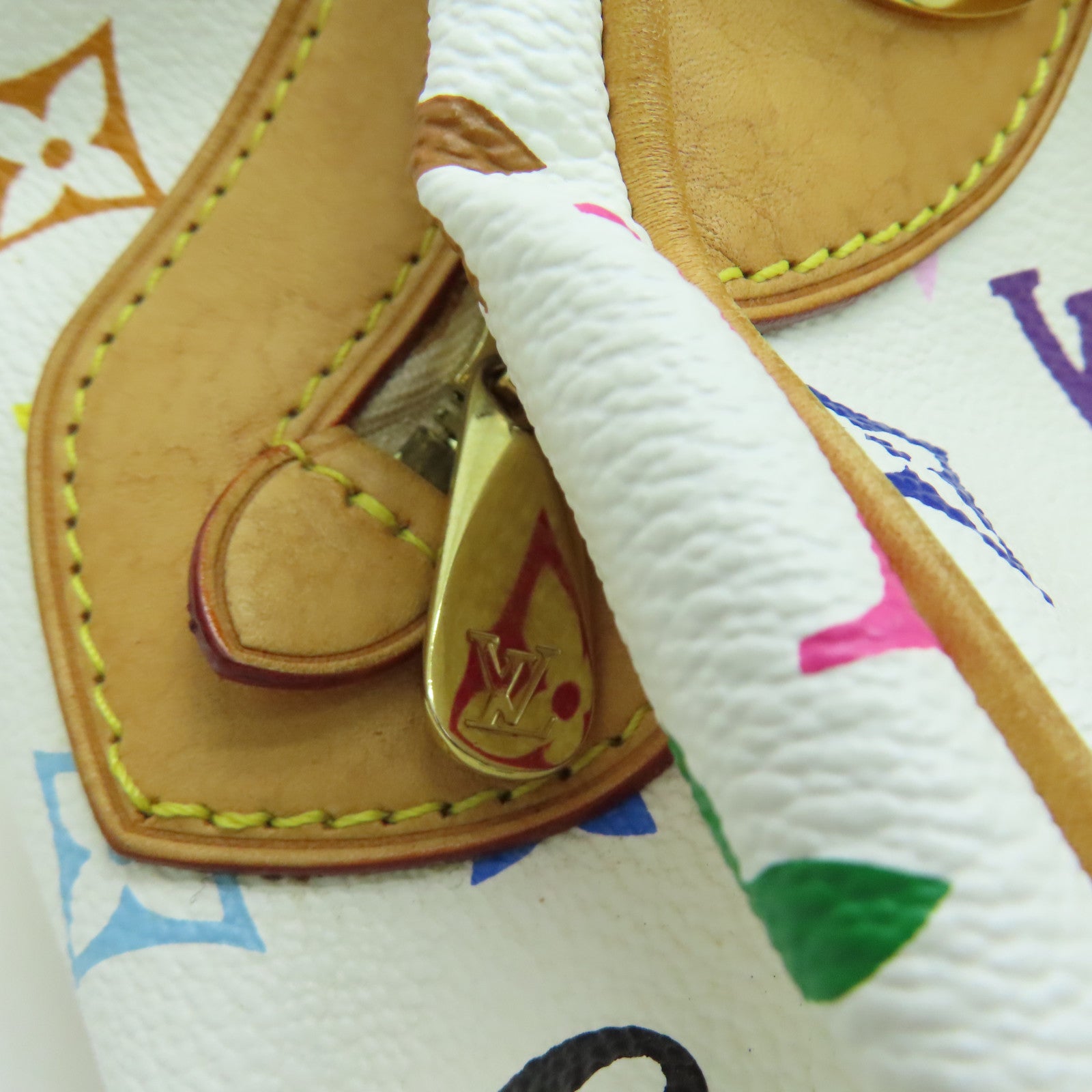 LOUIS VUITTON Monogram Multicolore Claudia Handbag Gold Buckle Hand Bag White