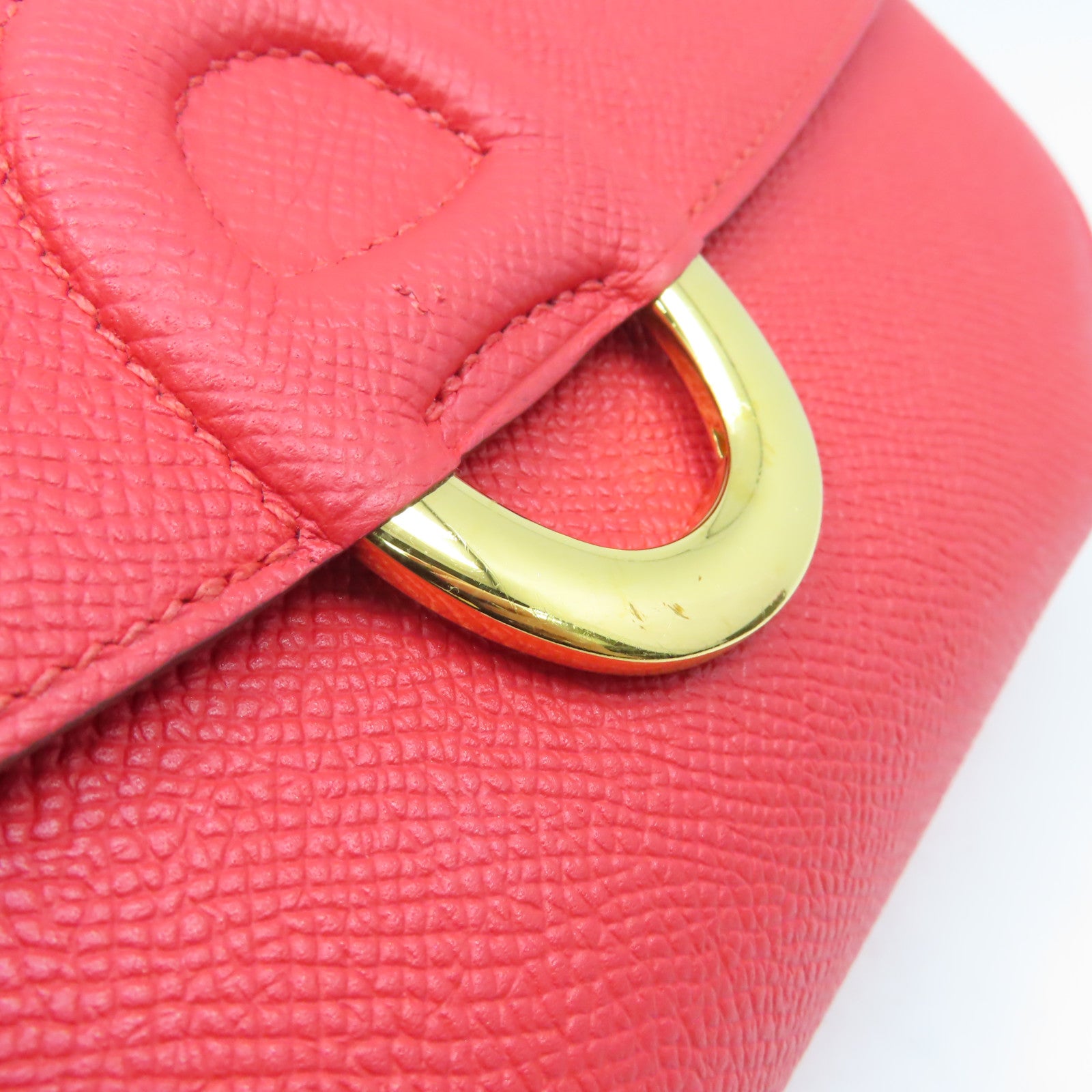 HERMES Epsom皮革Cherche Midi 22 Clutch Bag金扣手拿包Rouge Tomate番茄紅色