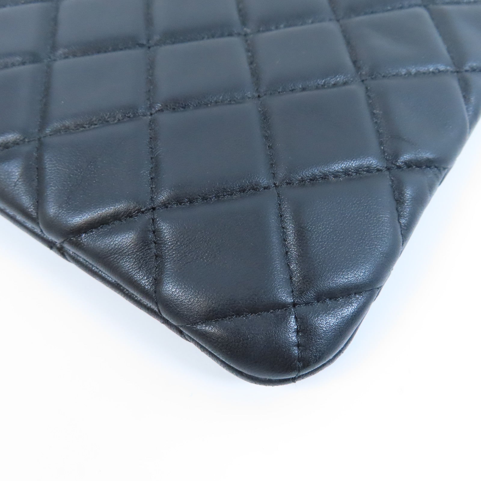CHANEL 菱格羊皮皮革Clutch Bag金扣手拿包黑色
