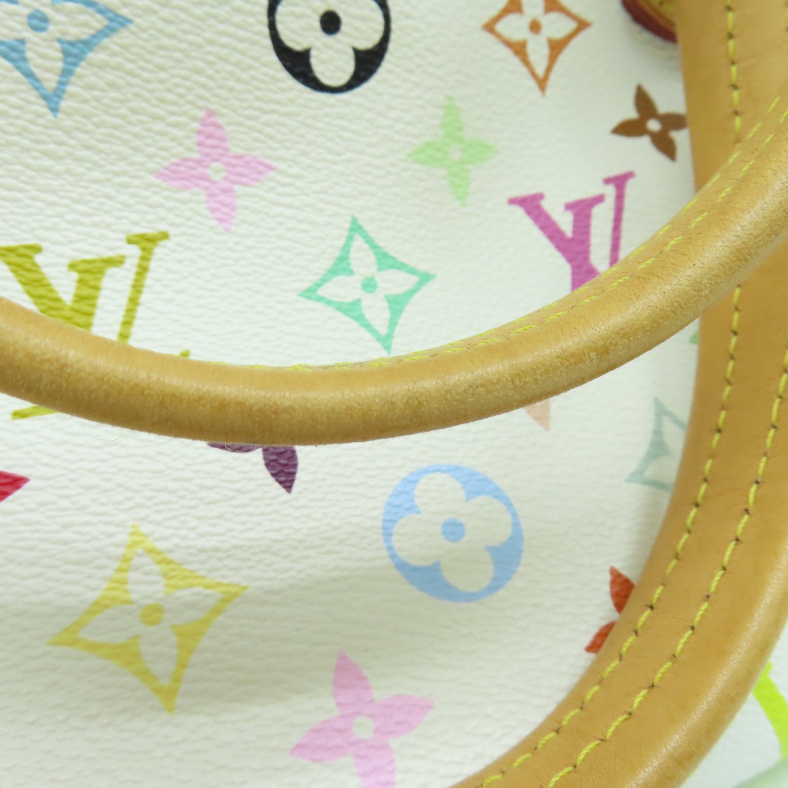 LOUIS VUITTON Monogram Multicolore Claudia Handbag Gold Buckle Hand Bag White