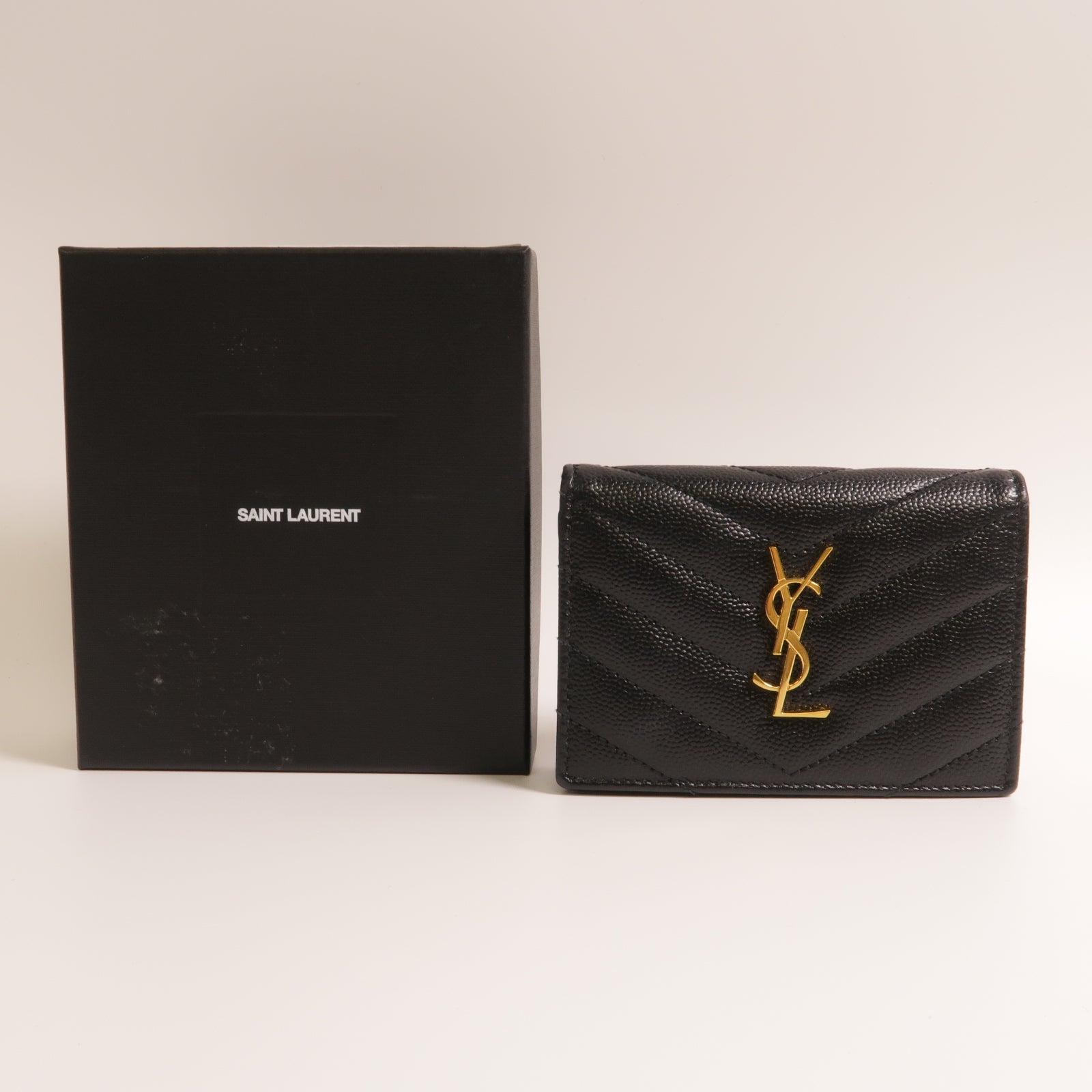 SAINT LAURENT 牛皮皮革Card Case金扣卡片套黑色