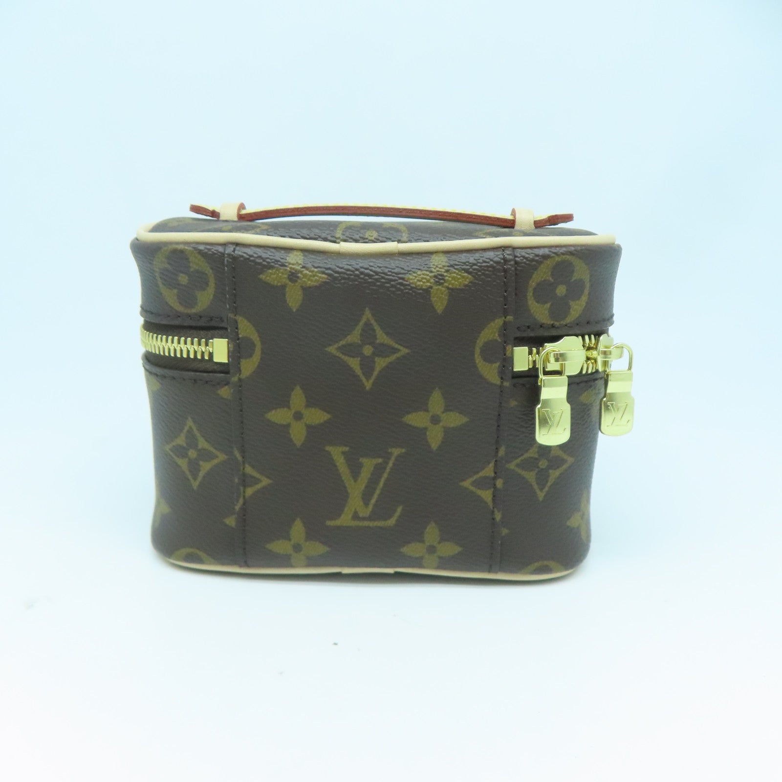 LOUIS VUITTON Monogram Nice Nano金扣化妝袋啡色