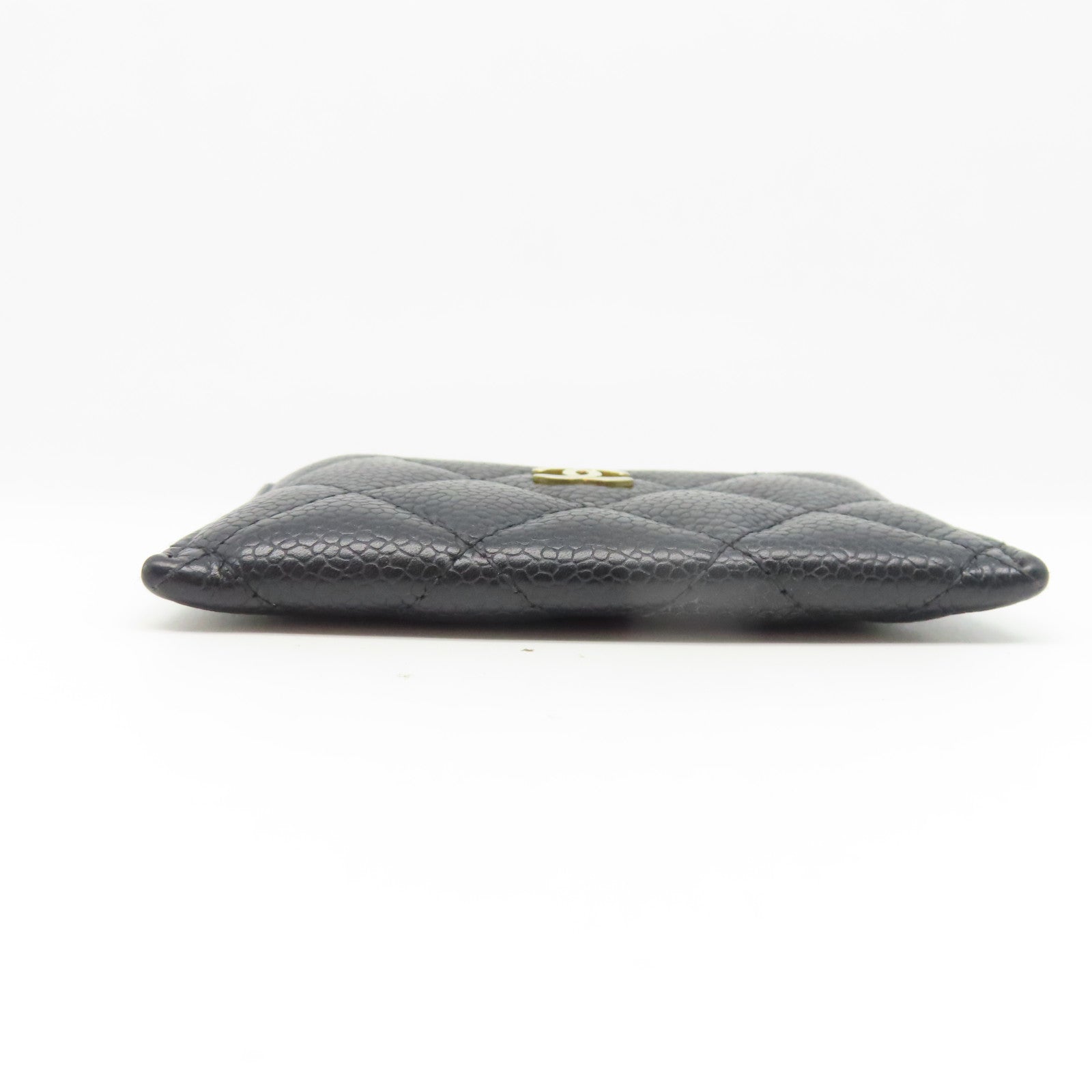 CHANEL 菱格牛皮皮革Card Case金扣卡片套黑色