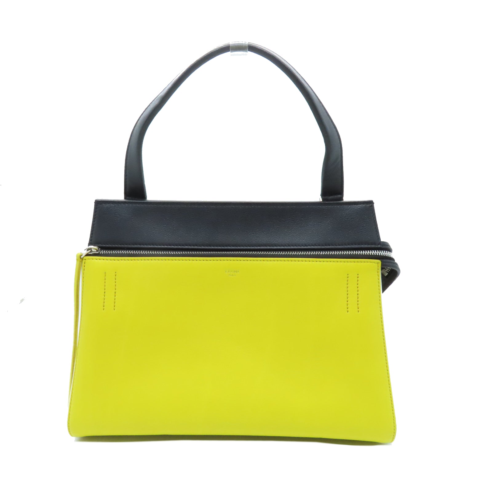 CELINE 牛皮皮革Edge Handbag銀扣手挽袋黃色/黑色/白色