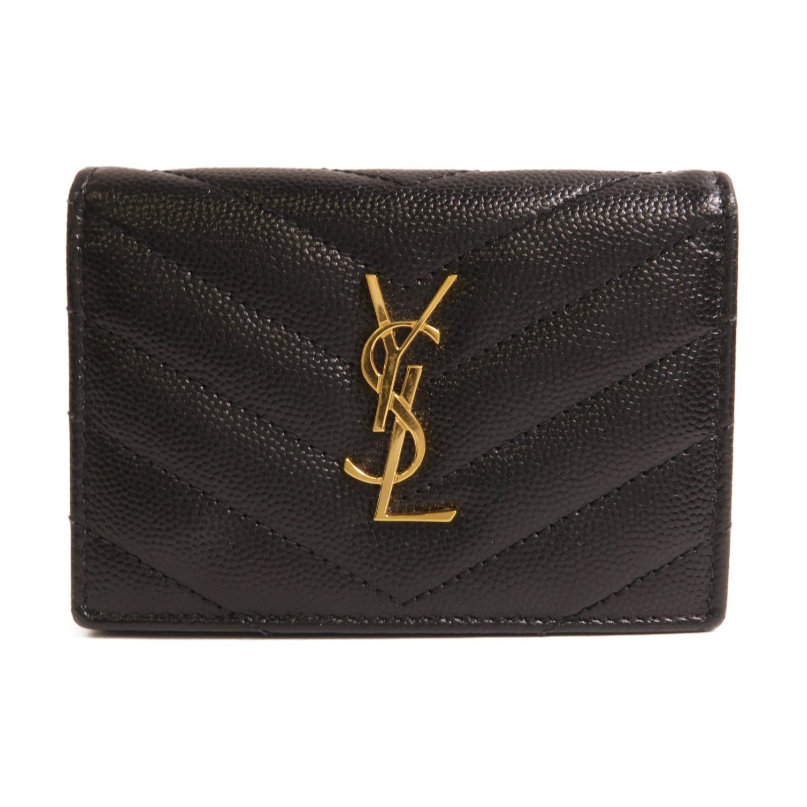 SAINT LAURENT 牛皮皮革Card Case金扣卡片套黑色