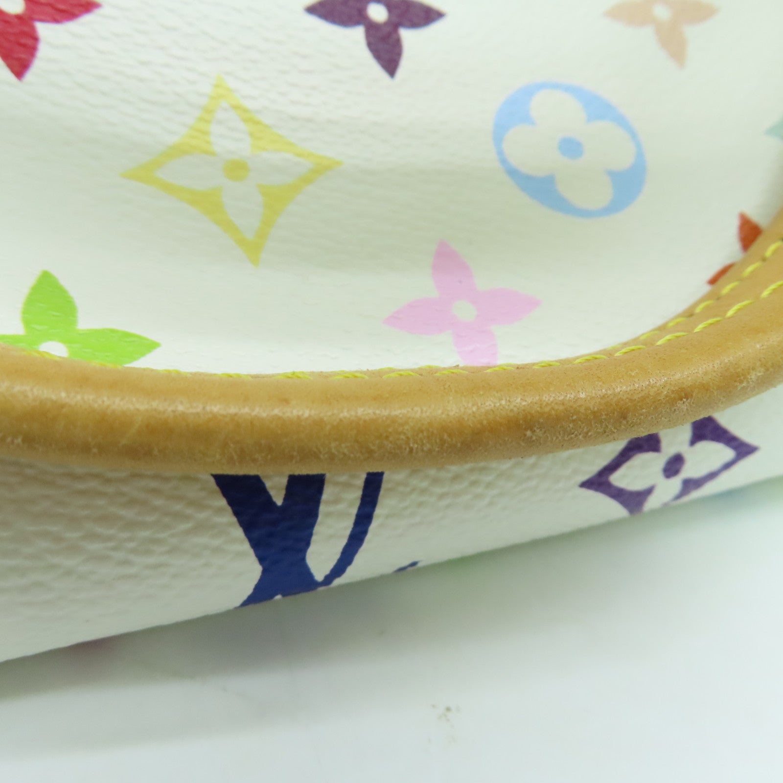 LOUIS VUITTON Monogram Multicolore Claudia Handbag Gold Buckle Hand Bag White