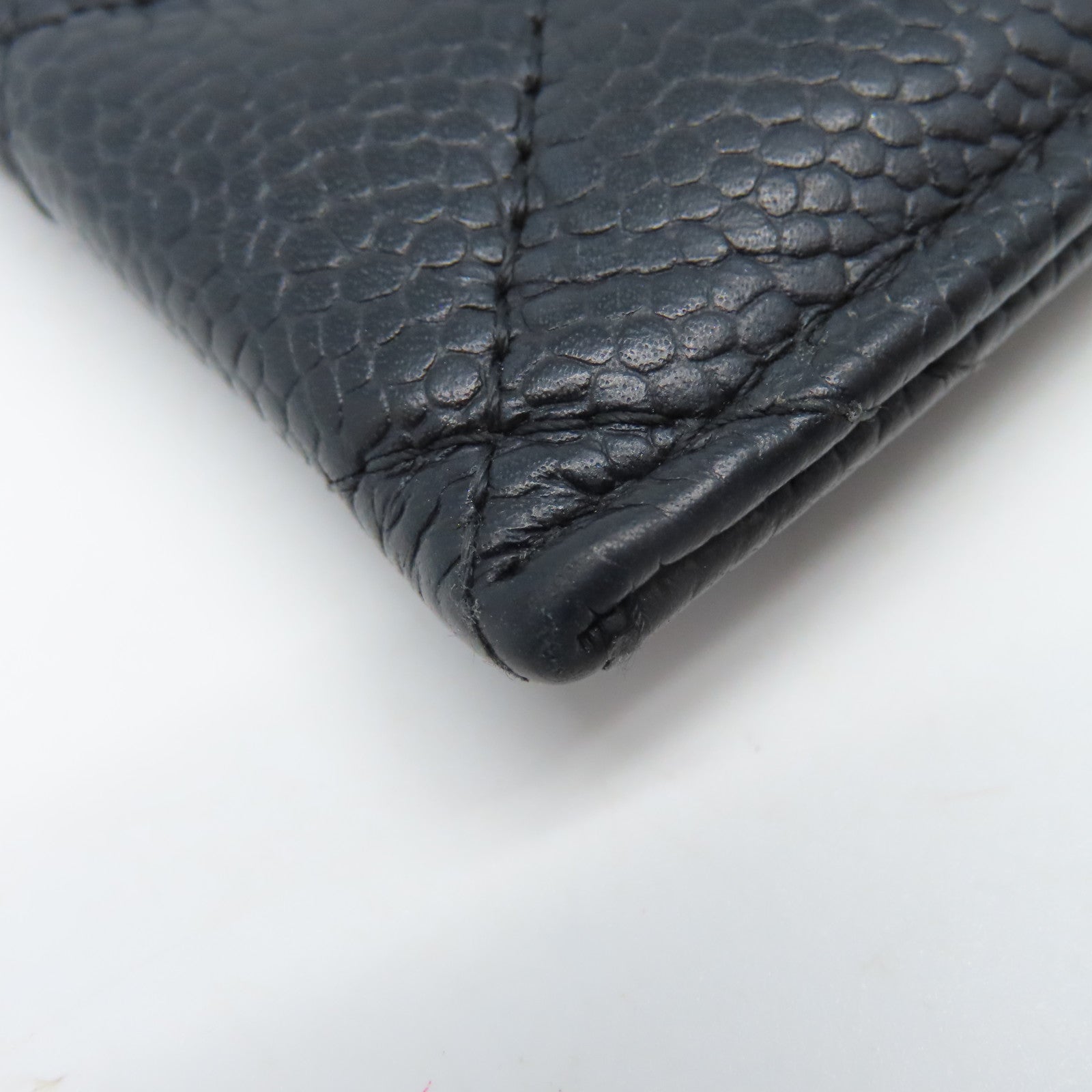 CHANEL 菱格牛皮皮革Card Case金扣卡片套黑色