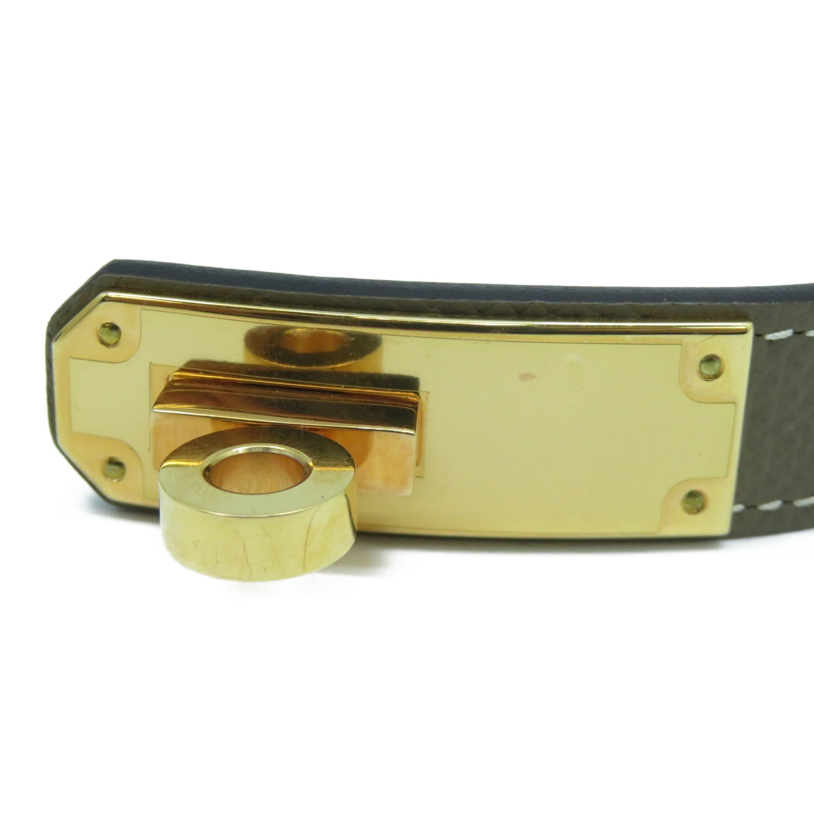 HERMES Epsom皮革Kelly Belt金扣皮帶Etoupe大象灰色
