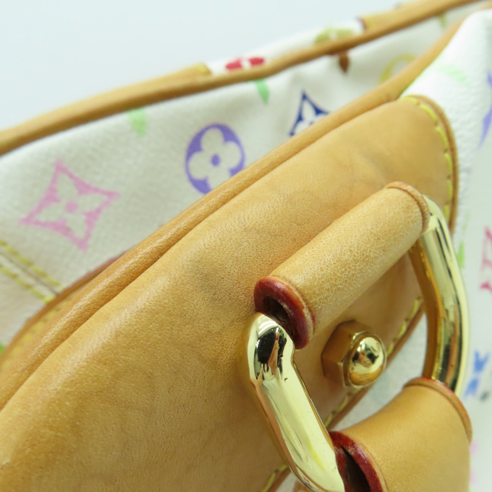 LOUIS VUITTON Monogram Multicolore Claudia Handbag Gold Buckle Hand Bag White