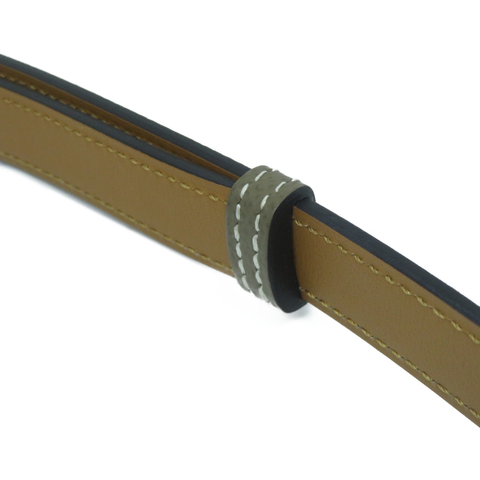 HERMES Epsom皮革Kelly Belt金扣皮帶Etoupe大象灰色