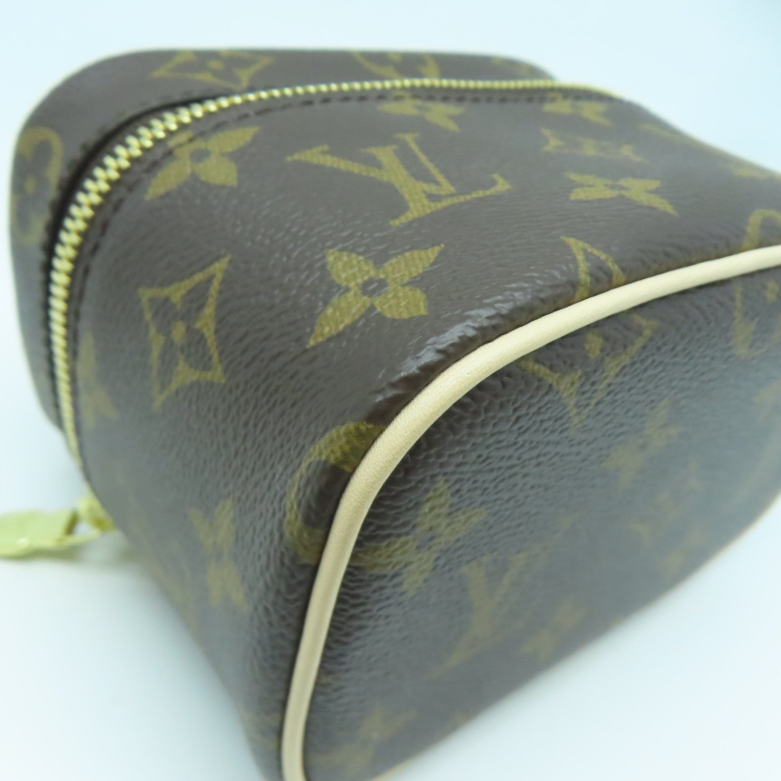 LOUIS VUITTON Monogram Nice Nano金扣化妝袋啡色