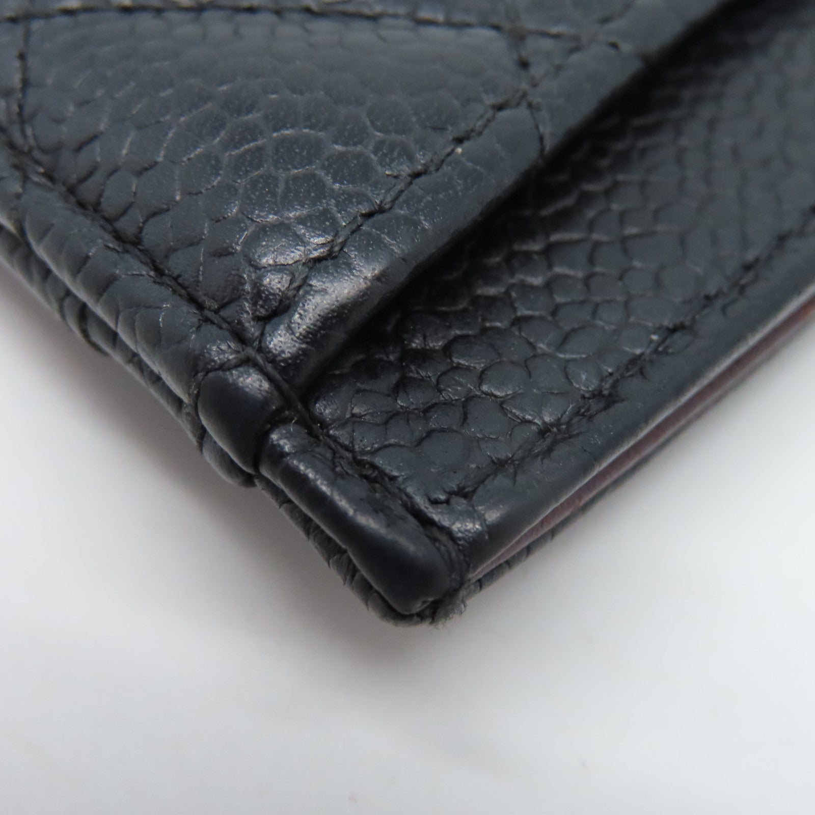 CHANEL 菱格牛皮皮革Card Case金扣卡片套黑色