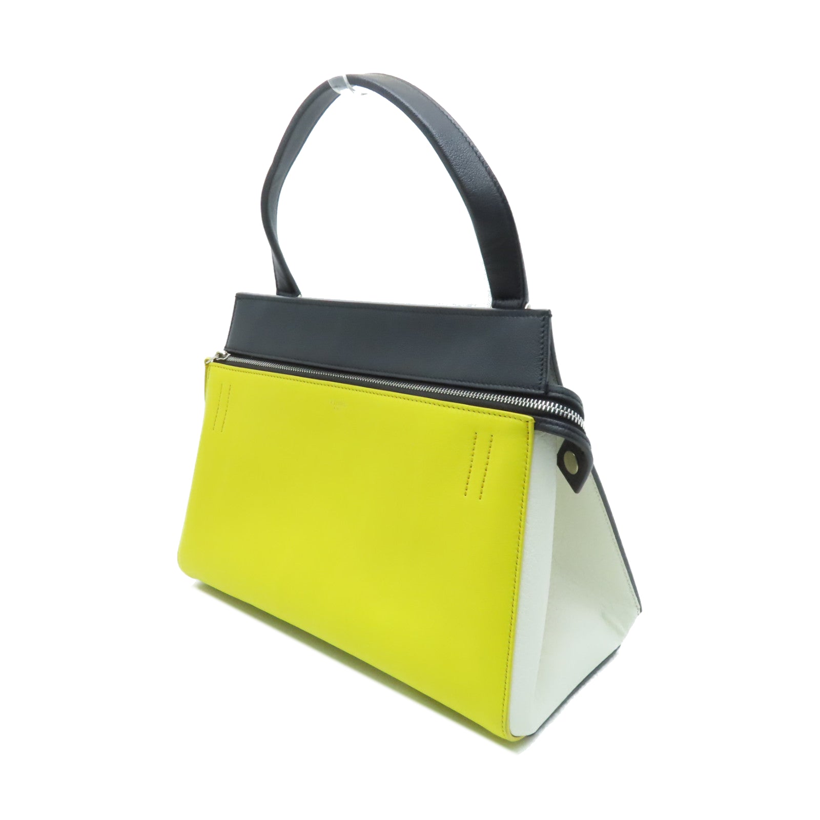 CELINE 牛皮皮革Edge Handbag銀扣手挽袋黃色/黑色/白色