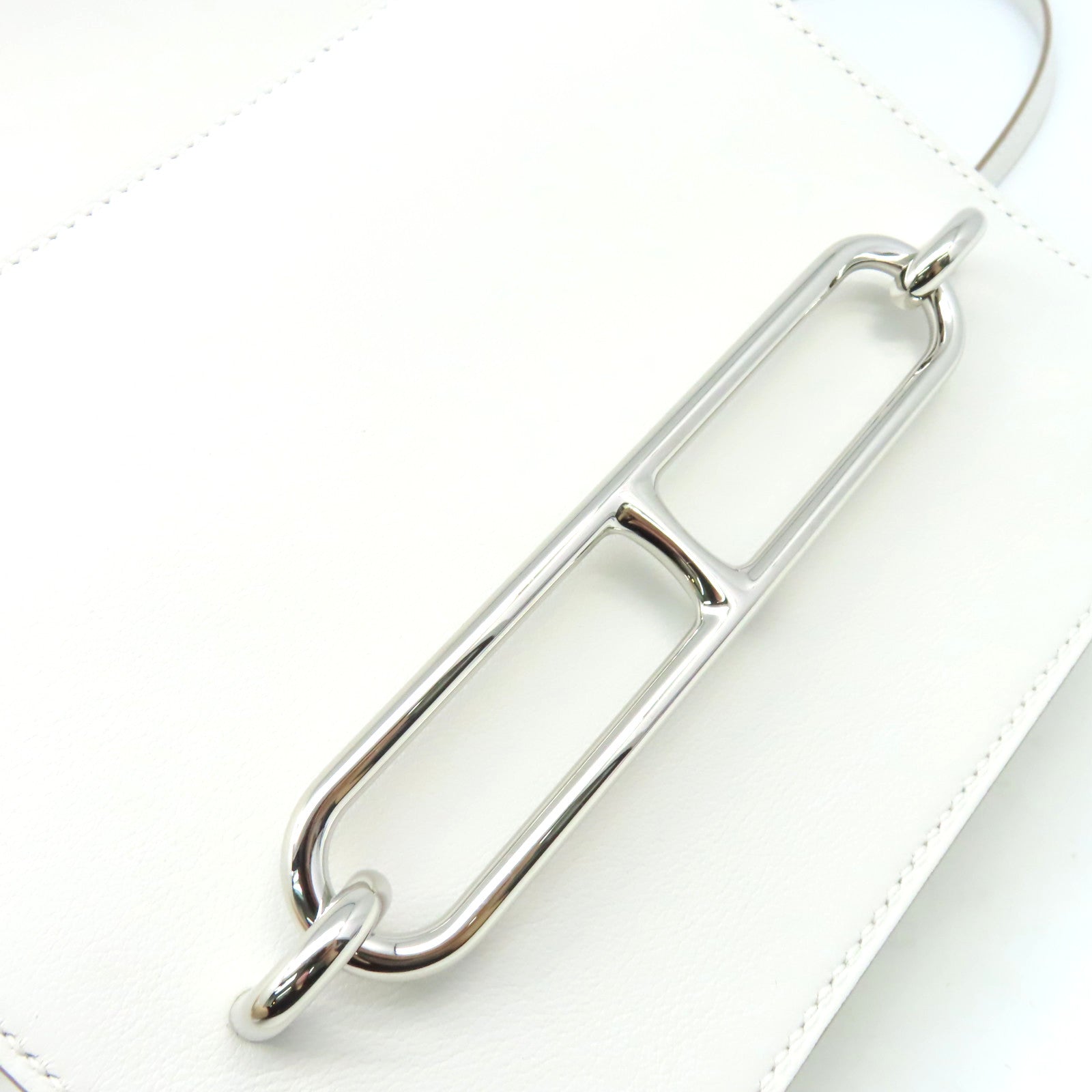 HERMES Evercolor皮革Mini Roulis Shoulder Bag銀扣肩背袋Gris Pale/奶灰色