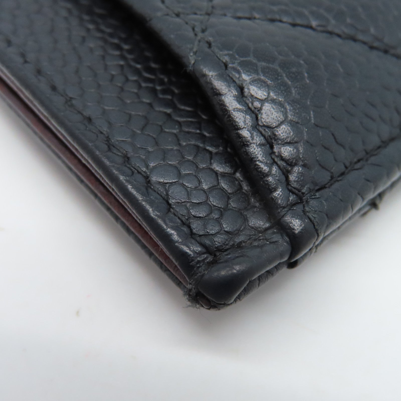 CHANEL 菱格牛皮皮革Card Case金扣卡片套黑色