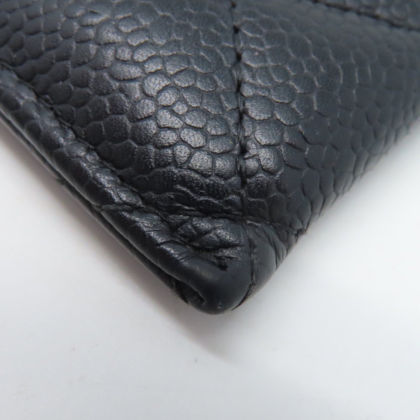 CHANEL 菱格牛皮皮革Card Case金扣卡片套黑色