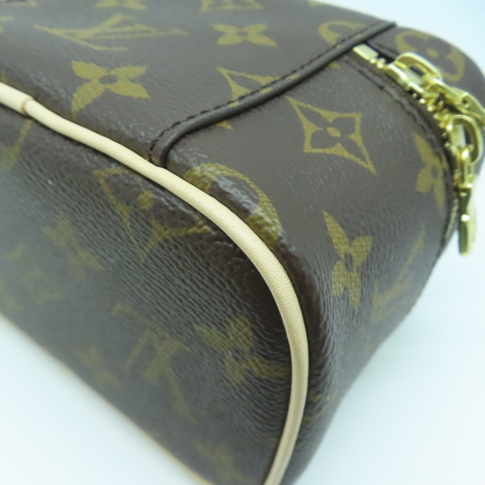 LOUIS VUITTON Monogram Nice Nano金扣化妝袋啡色