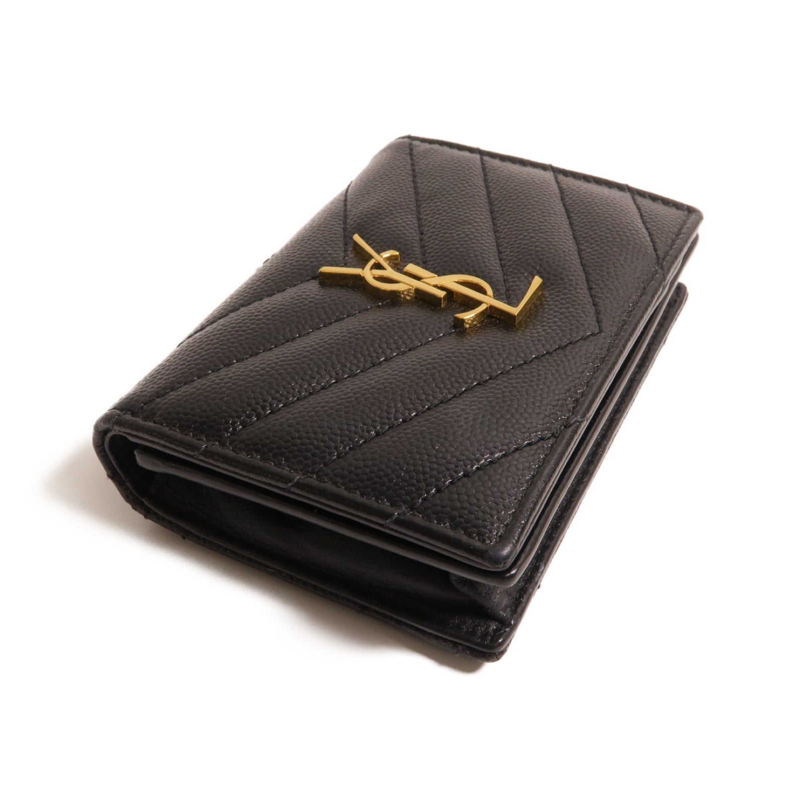 SAINT LAURENT 牛皮皮革Card Case金扣卡片套黑色
