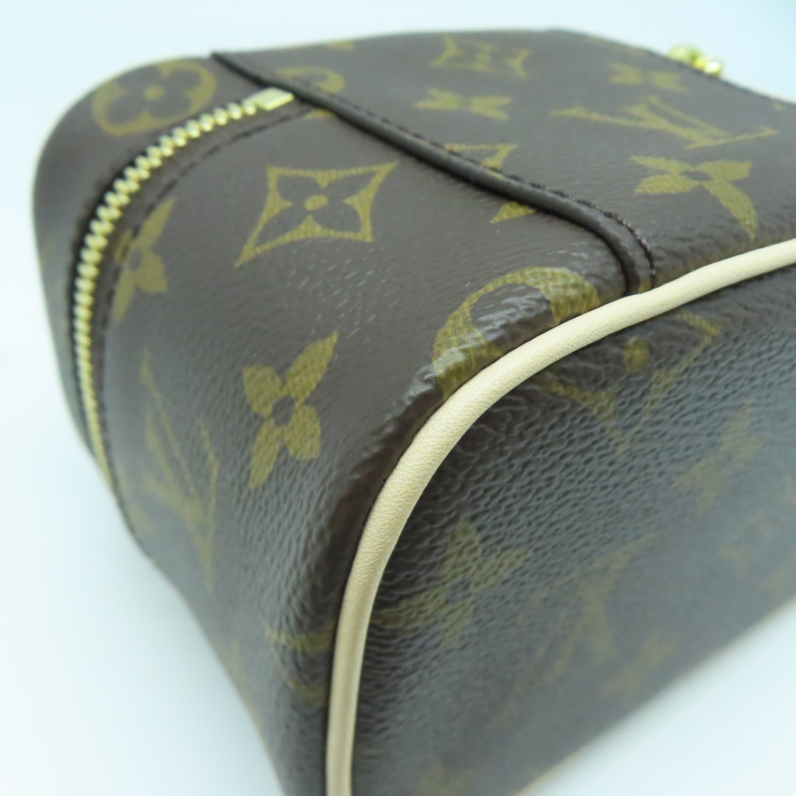 LOUIS VUITTON Monogram Nice Nano金扣化妝袋啡色