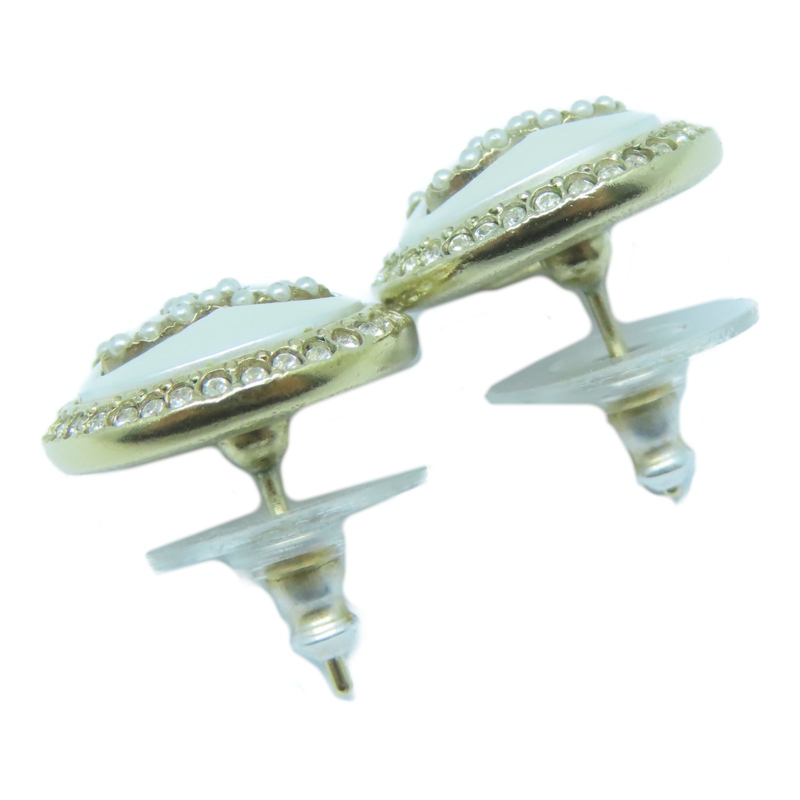 CHANEL 金屬Earrings耳環白色/金色