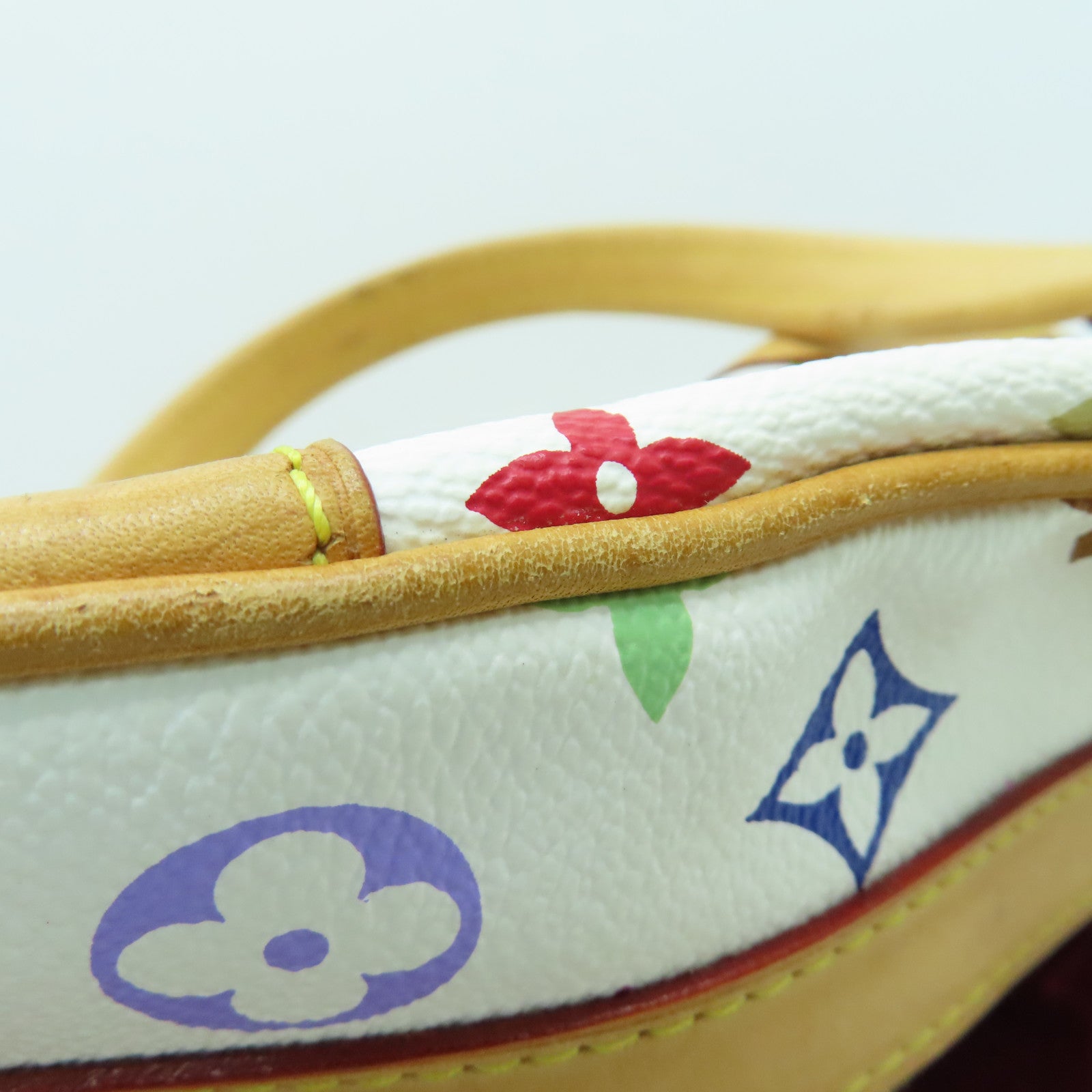 LOUIS VUITTON Monogram Multicolore Claudia Handbag Gold Buckle Hand Bag White