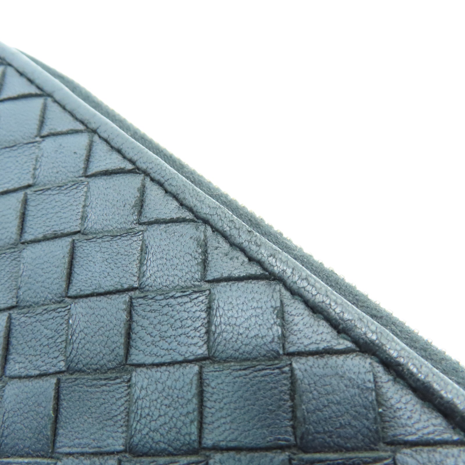 BOTTEGA VENETA Textured Leather Long Wallet Silver Buckle Long Wallet Black