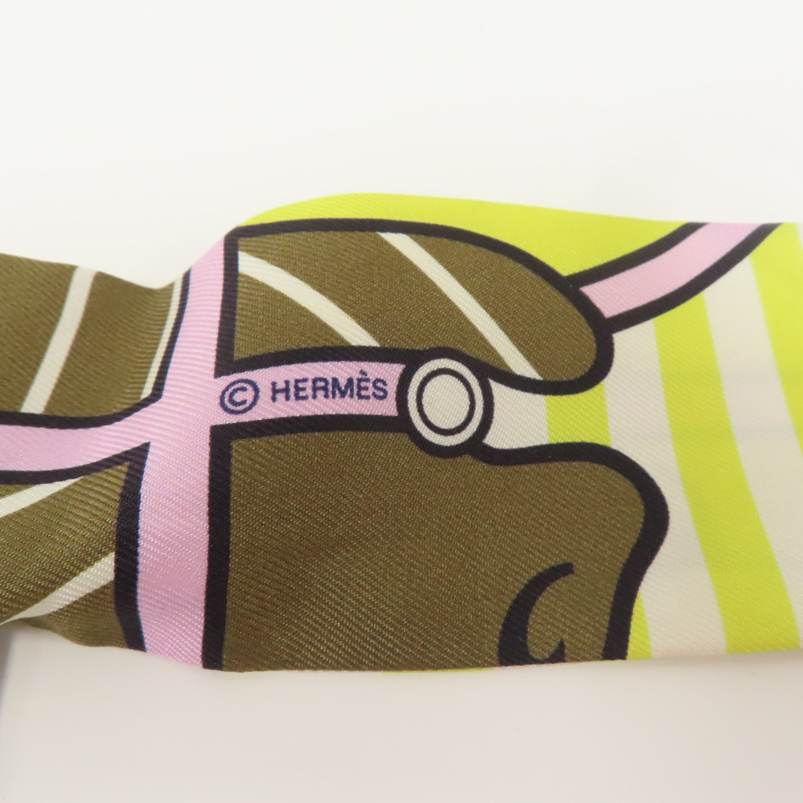 HERMES 絲質Twilly絲巾黃色/綠色/紅色/紫色