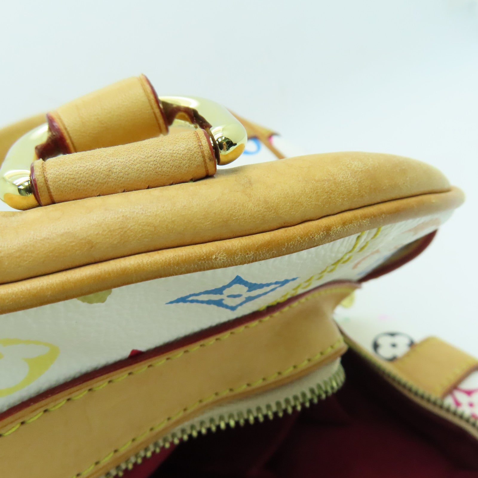 LOUIS VUITTON Monogram Multicolore Claudia Handbag Gold Buckle Hand Bag White