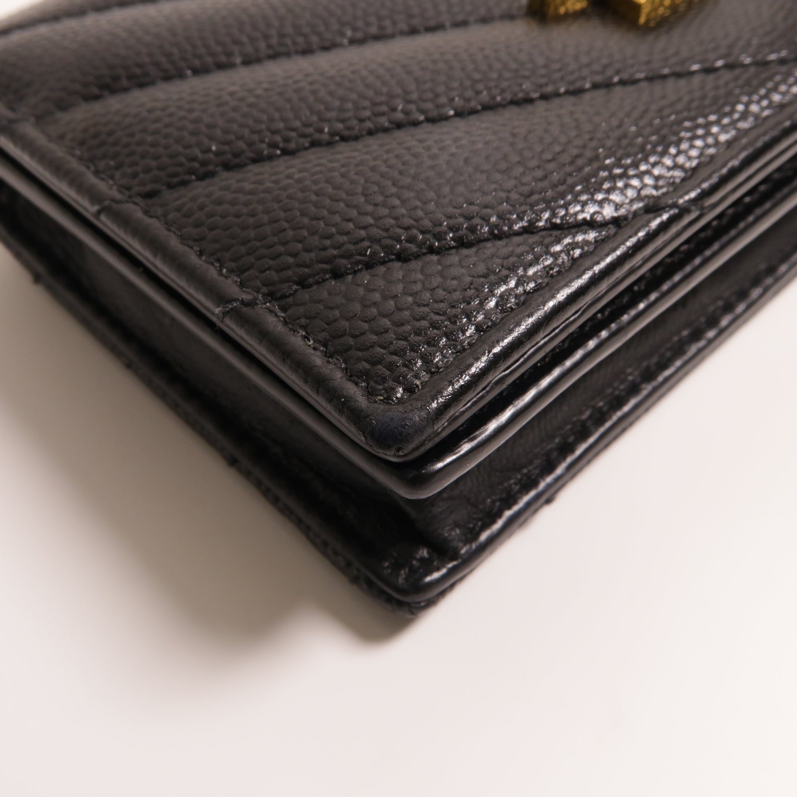 SAINT LAURENT 牛皮皮革Card Case金扣卡片套黑色