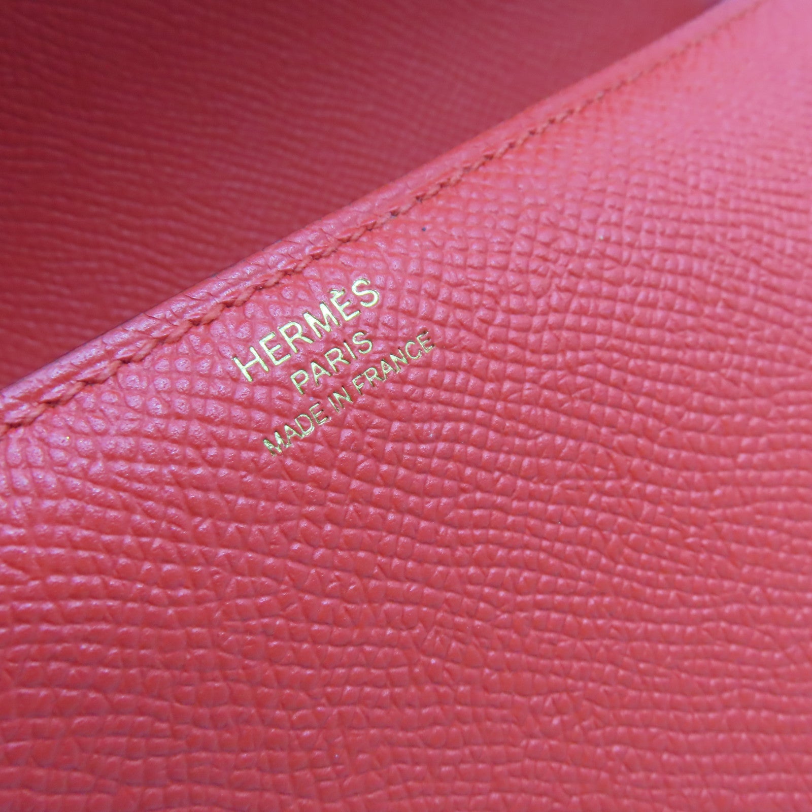 HERMES Epsom皮革Cherche Midi 22 Clutch Bag金扣手拿包Rouge Tomate番茄紅色