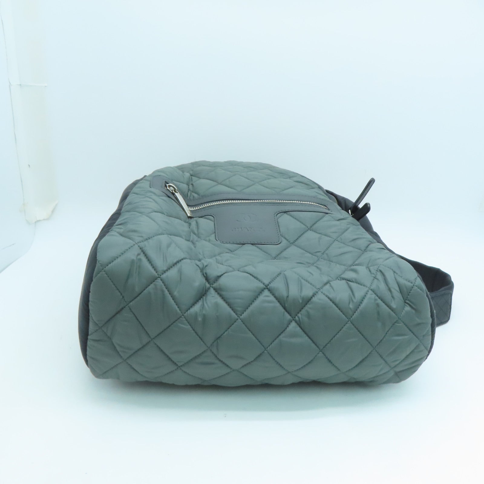 CHANEL 菱格尼龍Backpack銀扣背包黑色綠色
