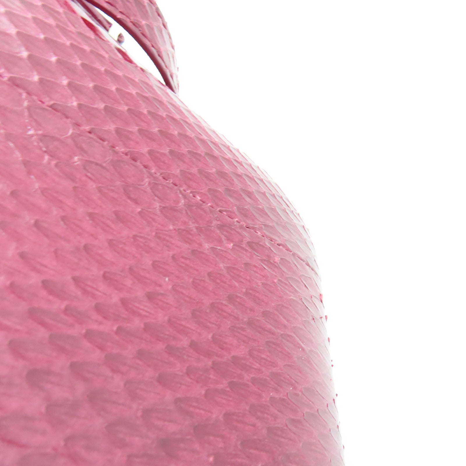 CELINE Snakeskin Leather Triomphe Nano Shoulder Bag Fuchsia with Gold Buckle