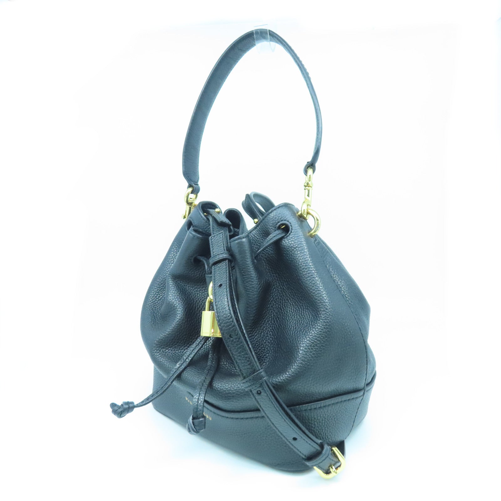 MARC JACOBS Leather Shoulder Bag Gold Buckle Shoulder Bag Black