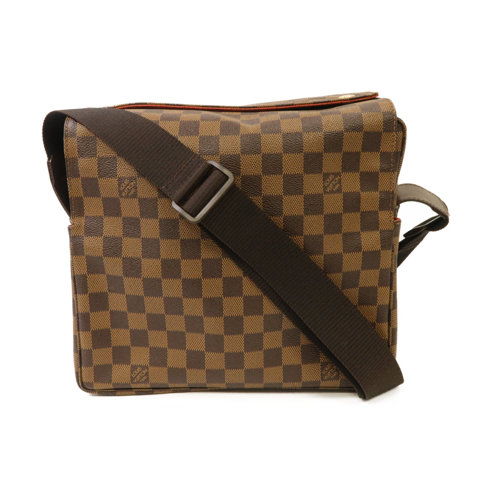 LOUIS VUITTON Damier Naviglio金扣肩背袋棕色