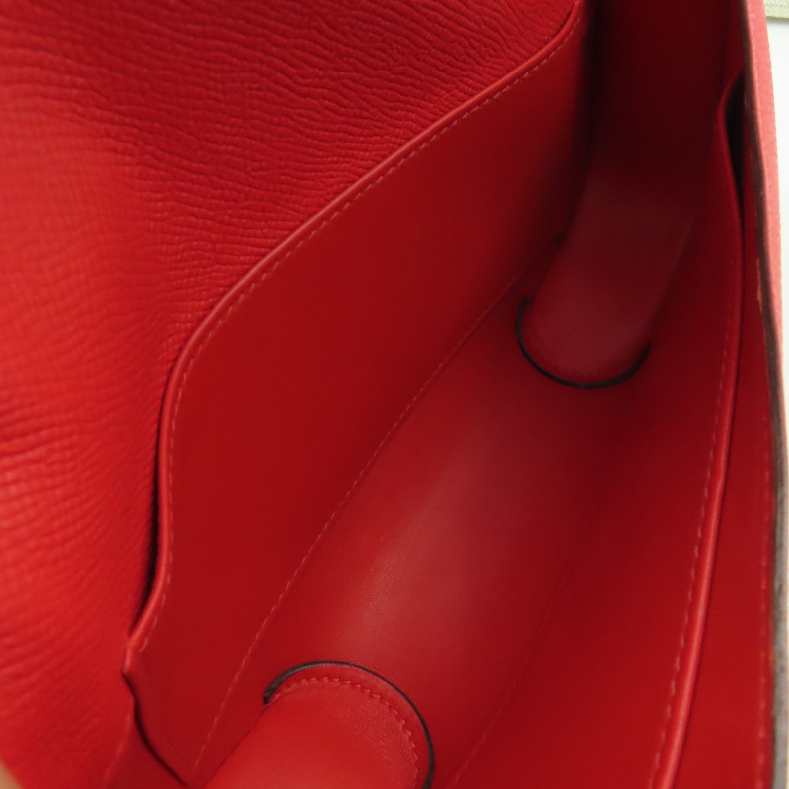 HERMES Epsom皮革Cherche Midi 22 Clutch Bag金扣手拿包Rouge Tomate番茄紅色