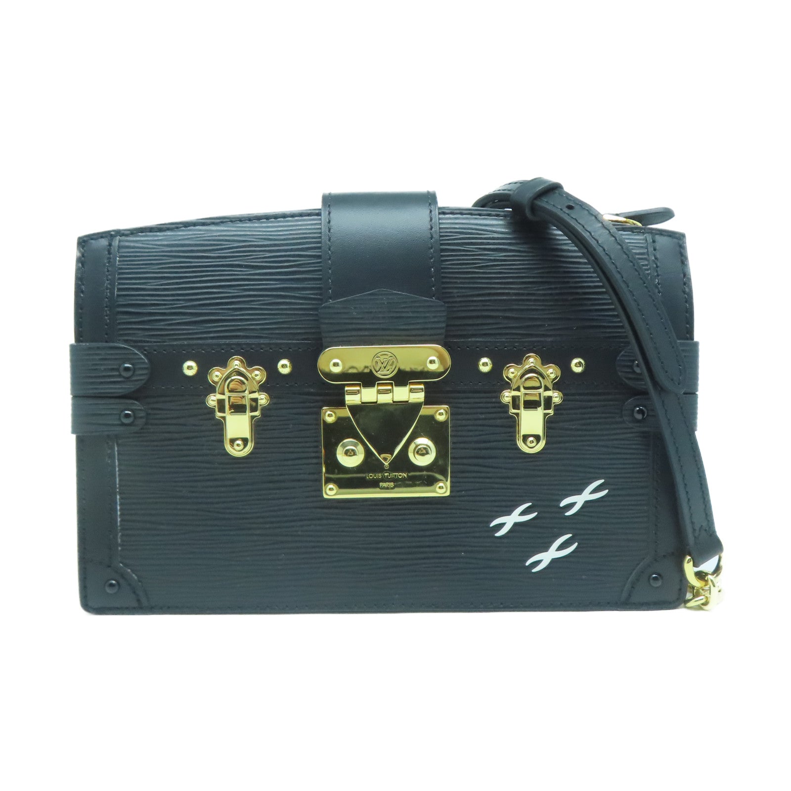 LOUIS VUITTON Epi Trunk金扣肩背袋黑色