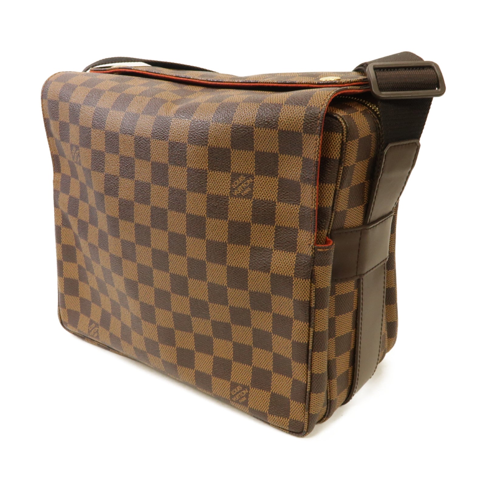 LOUIS VUITTON Damier Naviglio金扣肩背袋棕色