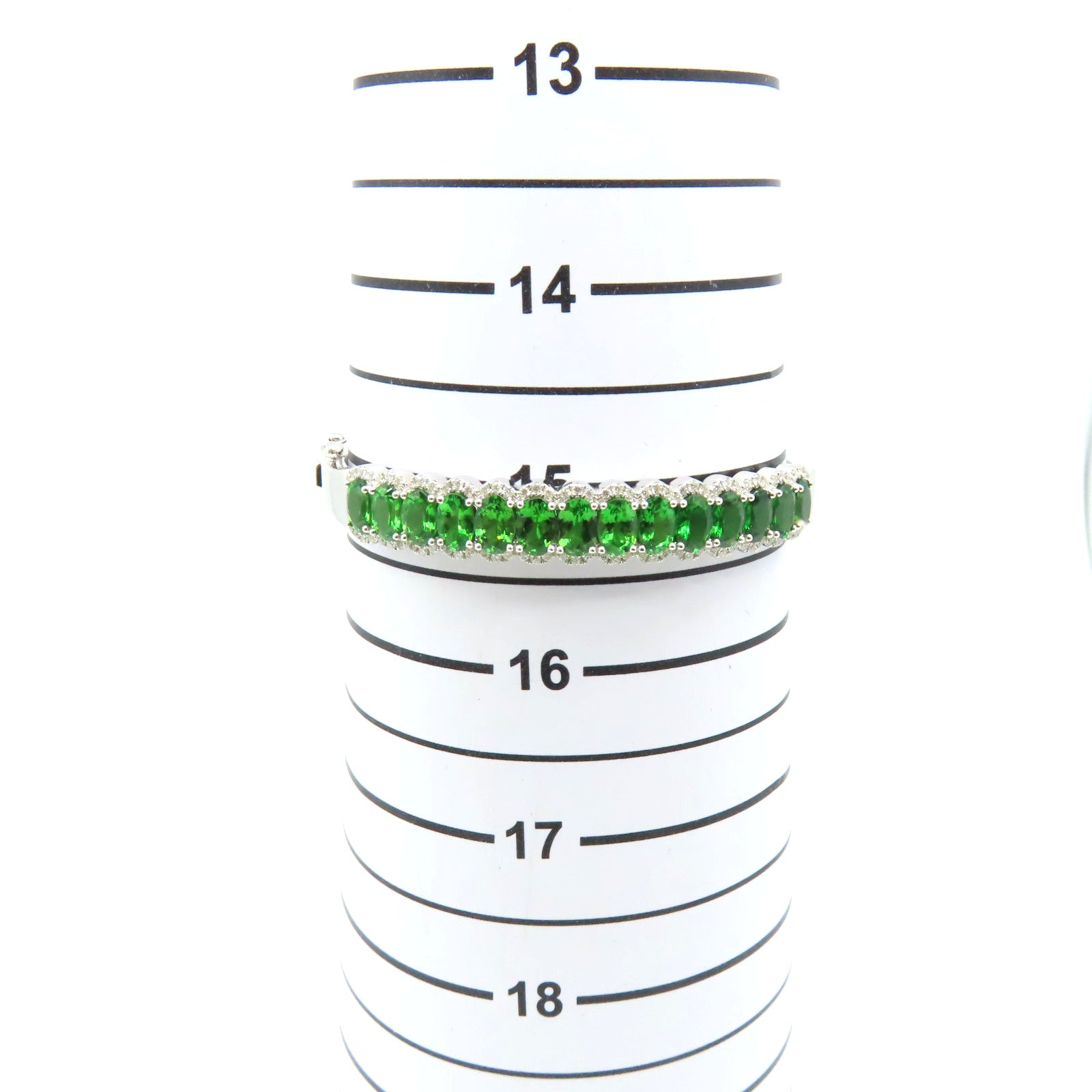 JEWELRY 18K白金/6.98ct沙弗萊寶石/0.465ct鑽石Tsavorite Diamond Bracelet手鐲