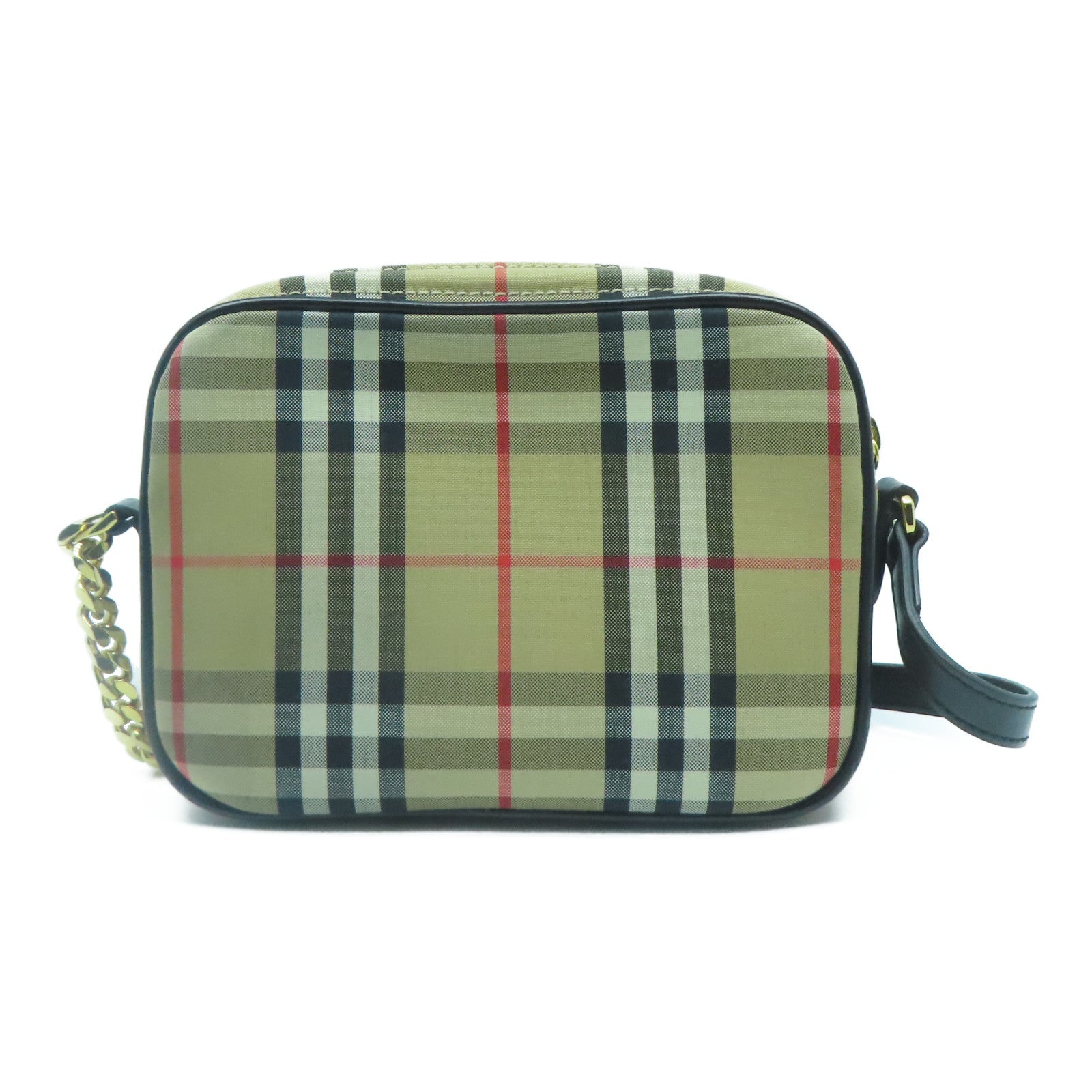 BURBERRY 帆布Chain Shoulder金扣鏈帶肩背袋啡色
