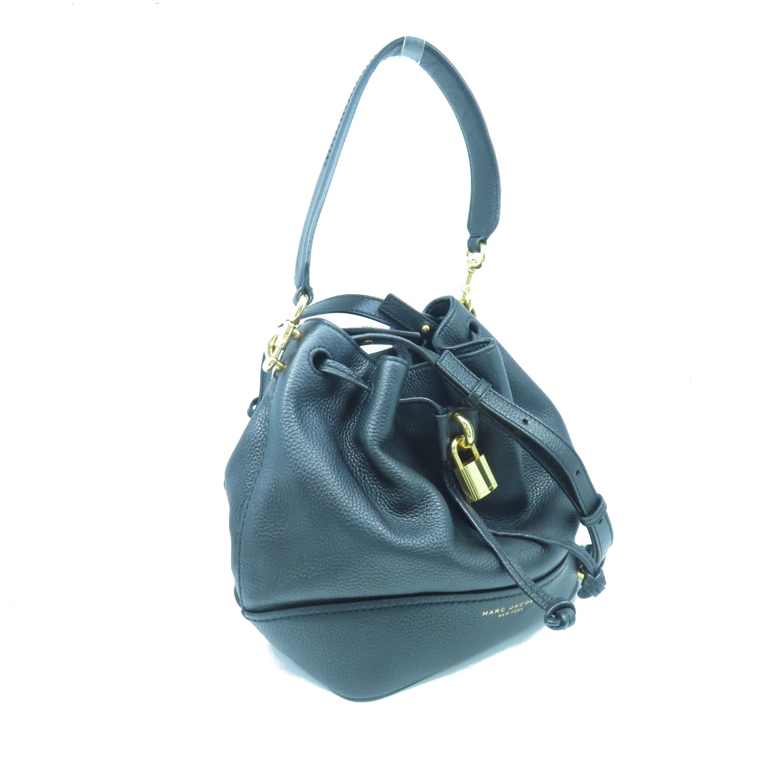 MARC JACOBS Leather Shoulder Bag Gold Buckle Shoulder Bag Black