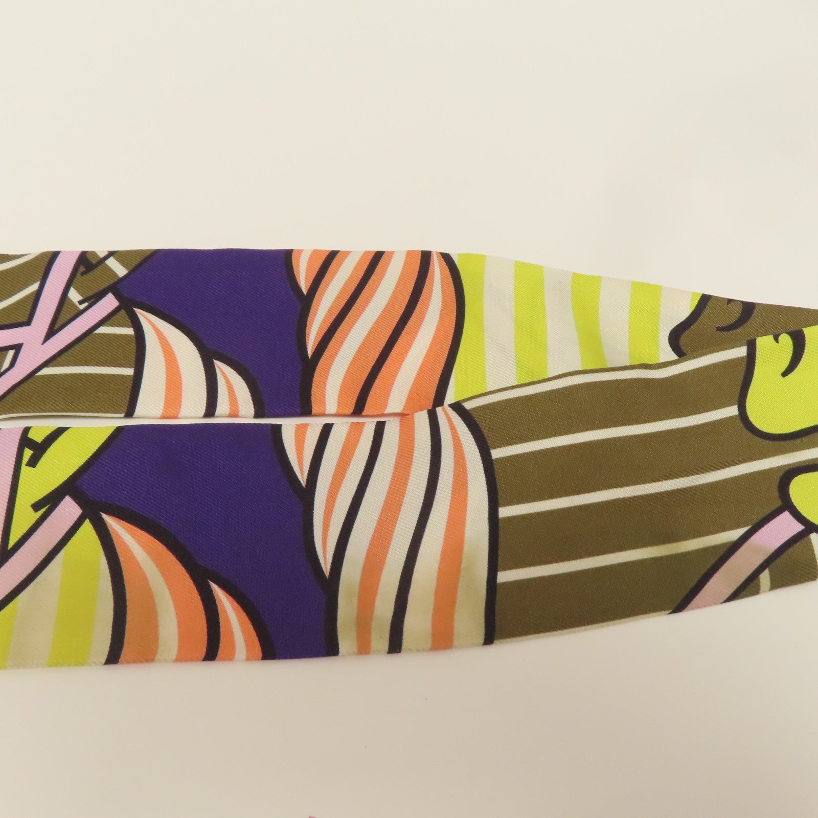 HERMES 絲質Twilly絲巾黃色/綠色/紅色/紫色