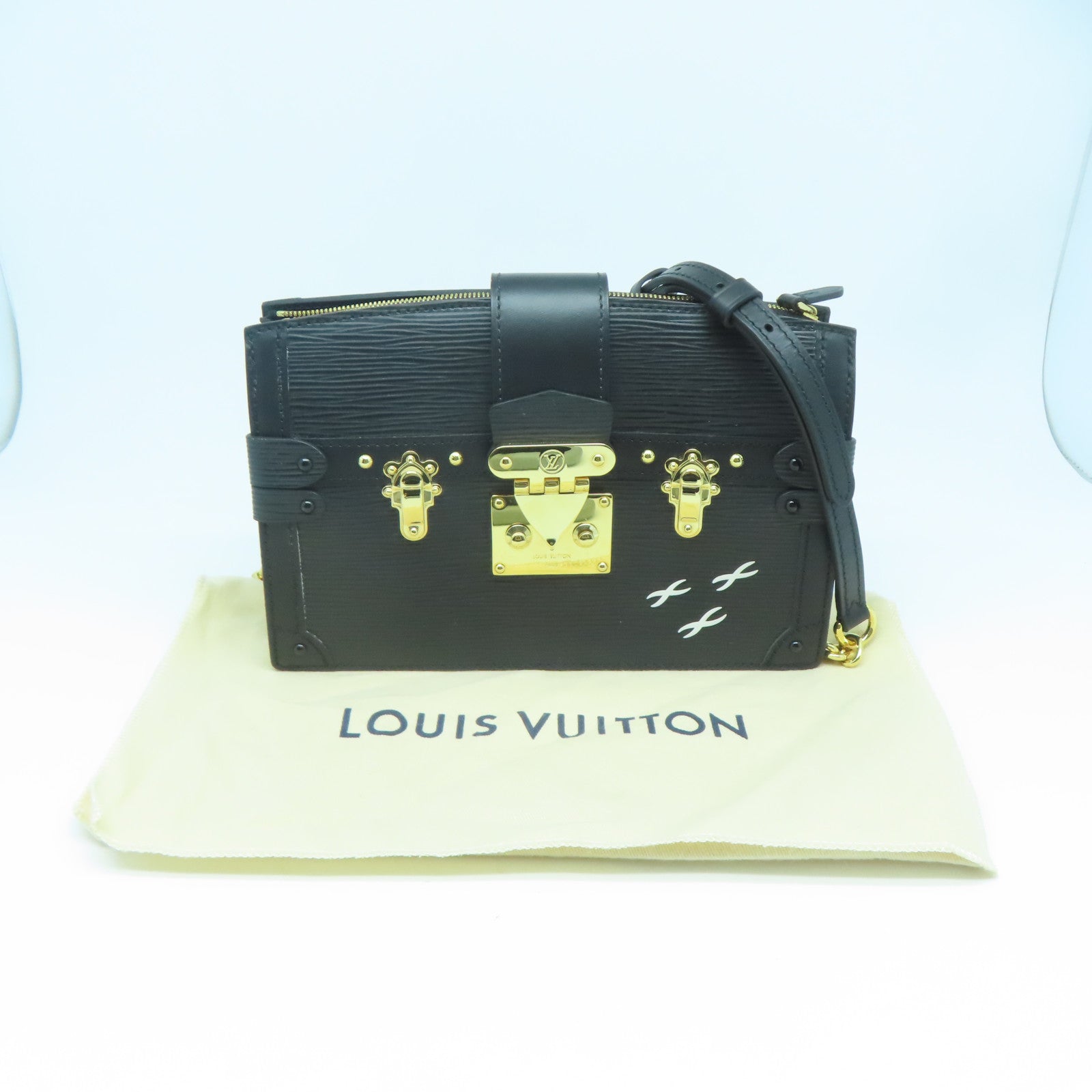LOUIS VUITTON Epi Trunk金扣肩背袋黑色