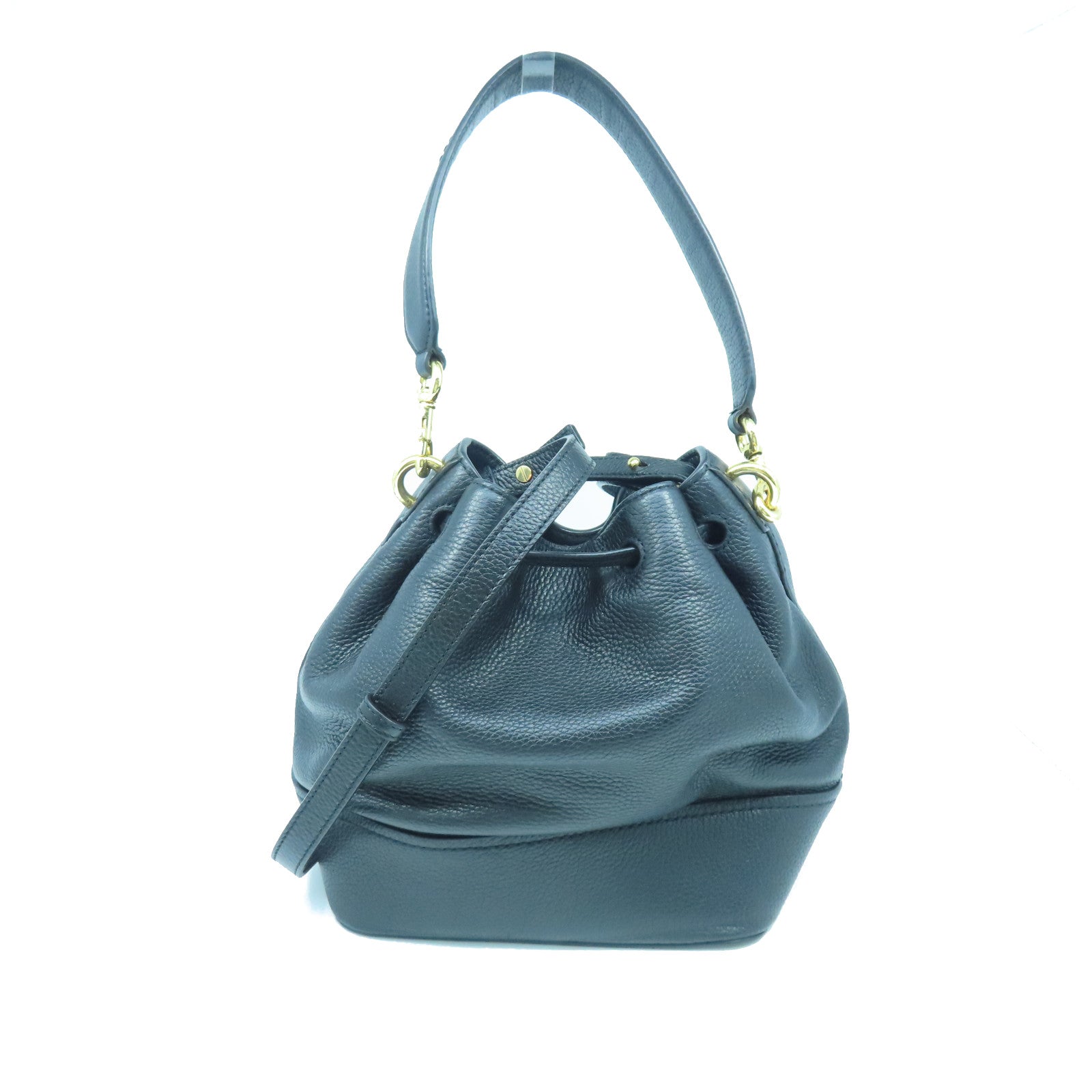 MARC JACOBS Leather Shoulder Bag Gold Buckle Shoulder Bag Black
