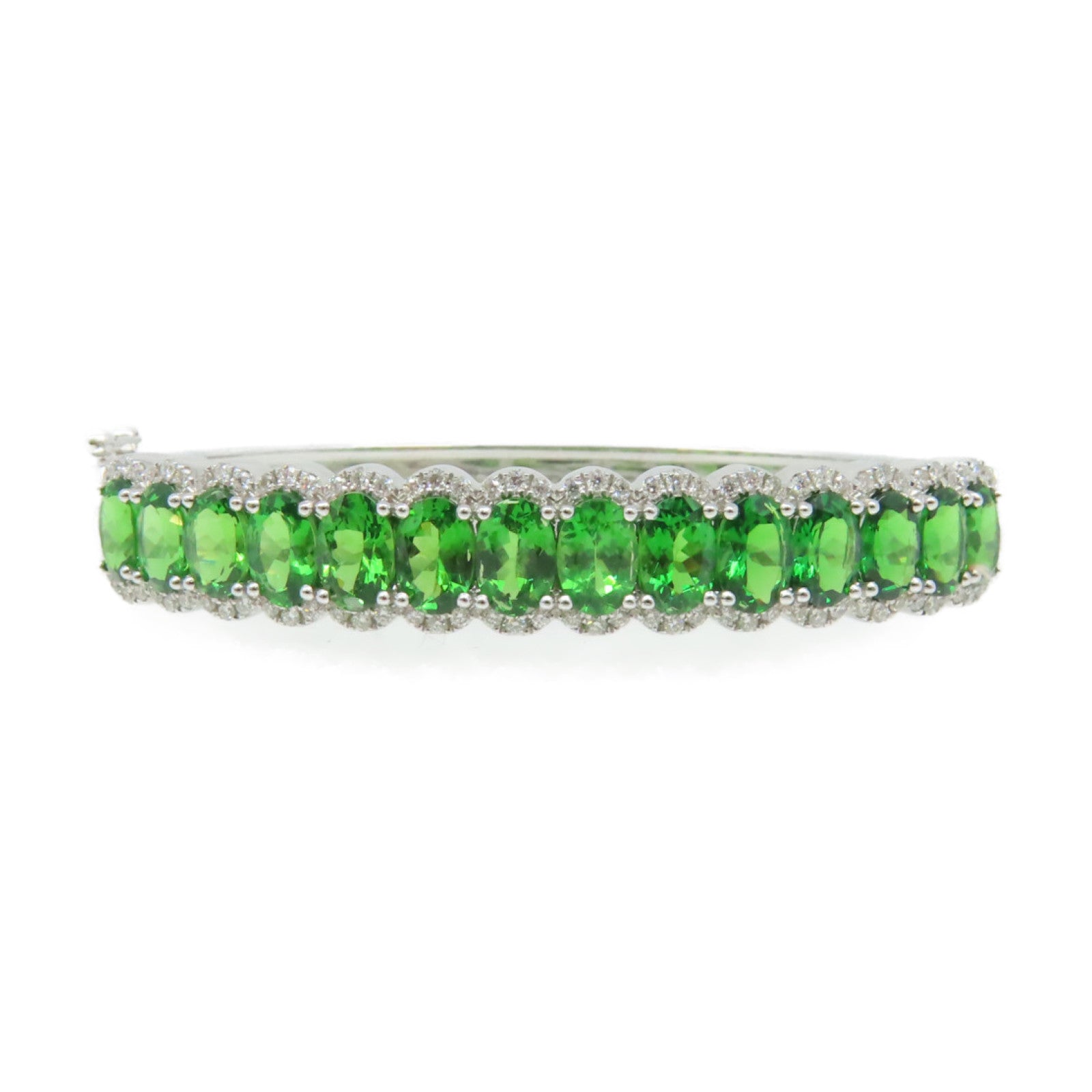JEWELRY 18K白金/6.98ct沙弗萊寶石/0.465ct鑽石Tsavorite Diamond Bracelet手鐲