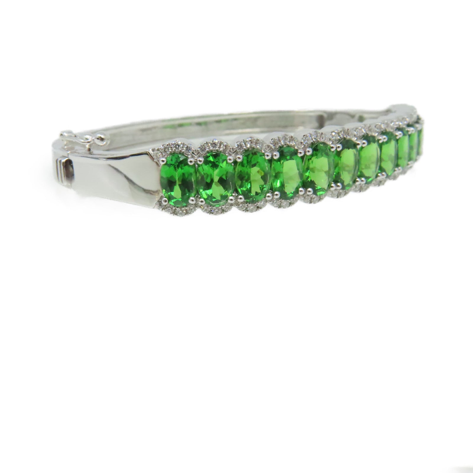 JEWELRY 18K白金/6.98ct沙弗萊寶石/0.465ct鑽石Tsavorite Diamond Bracelet手鐲