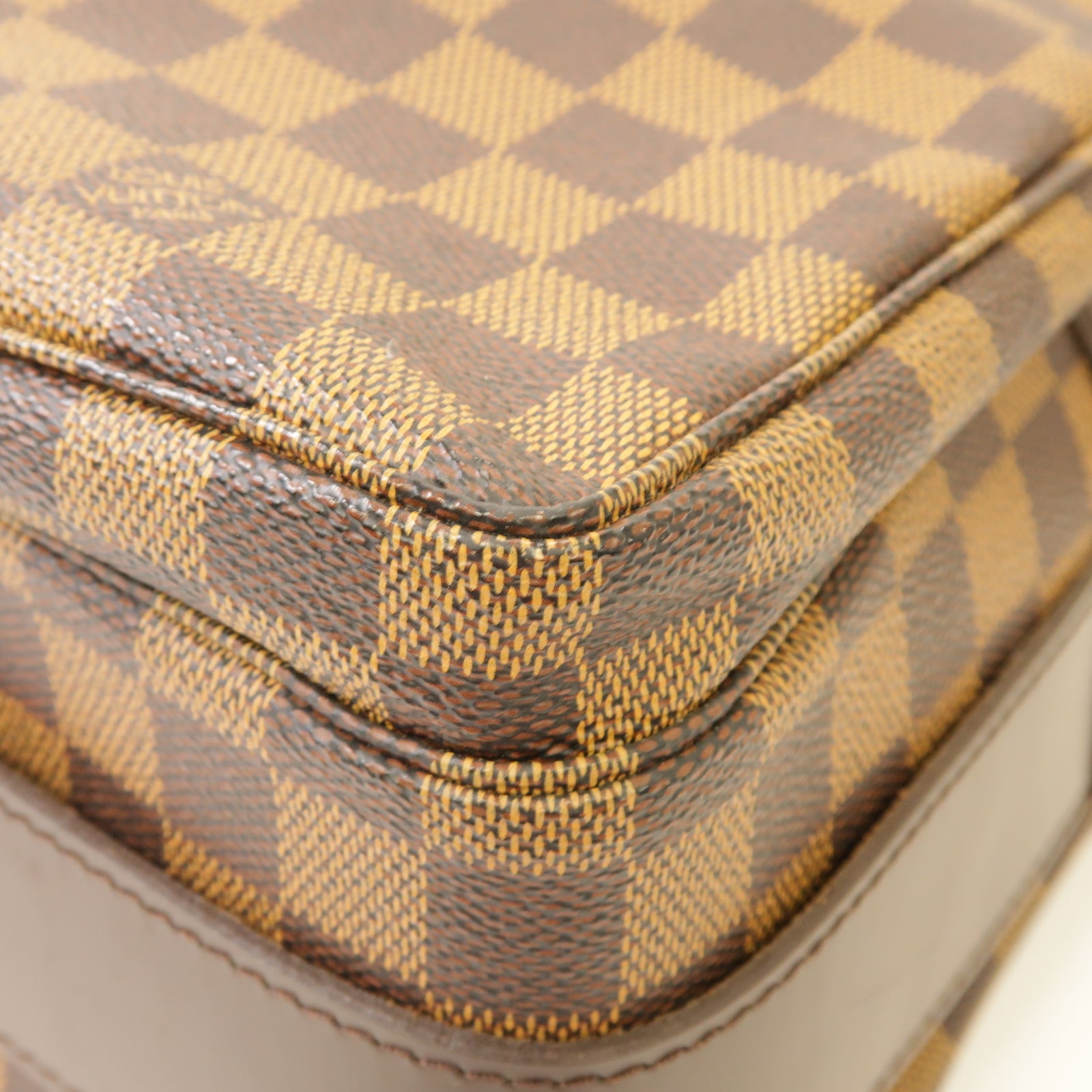 LOUIS VUITTON Damier Naviglio金扣肩背袋棕色