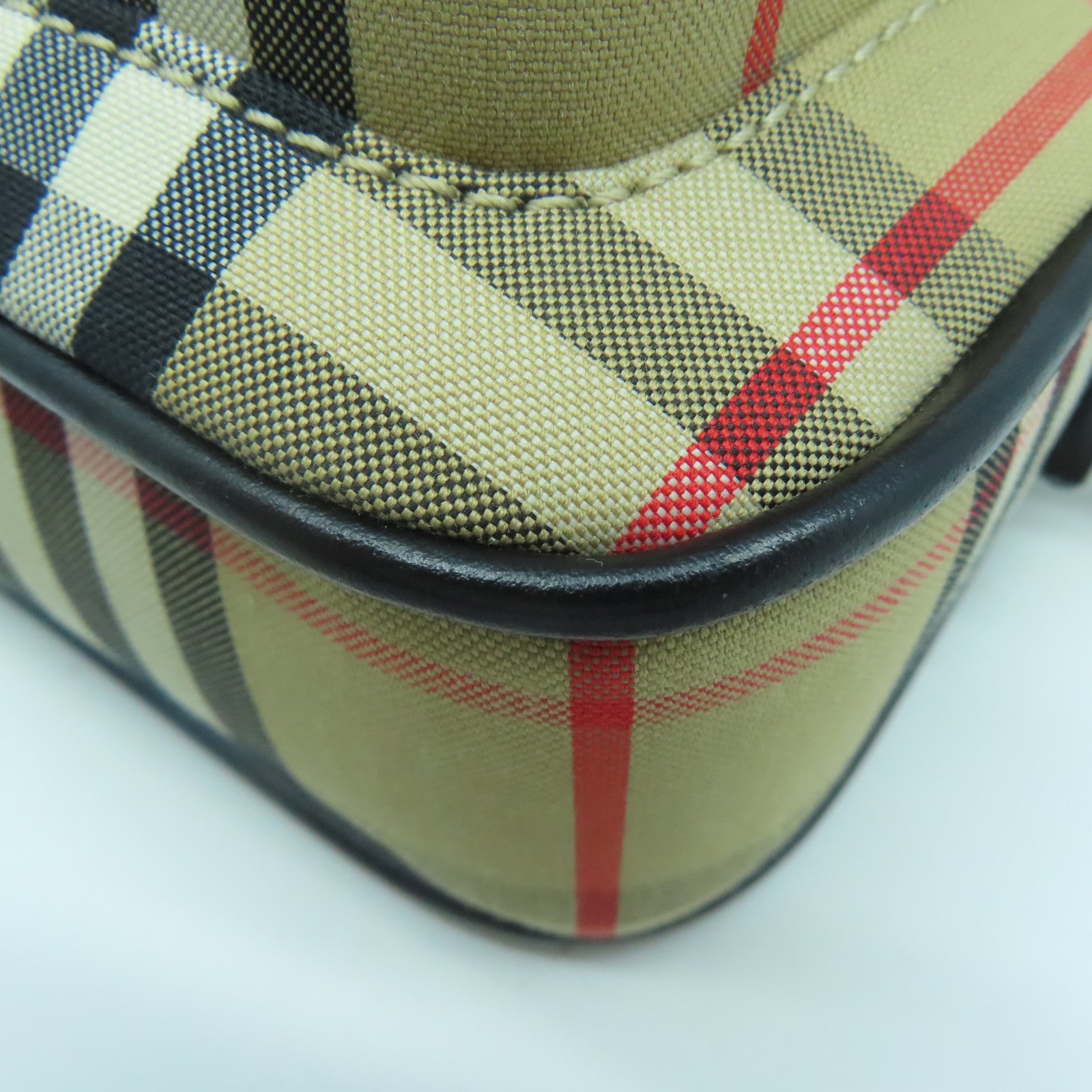 BURBERRY 帆布Chain Shoulder金扣鏈帶肩背袋啡色