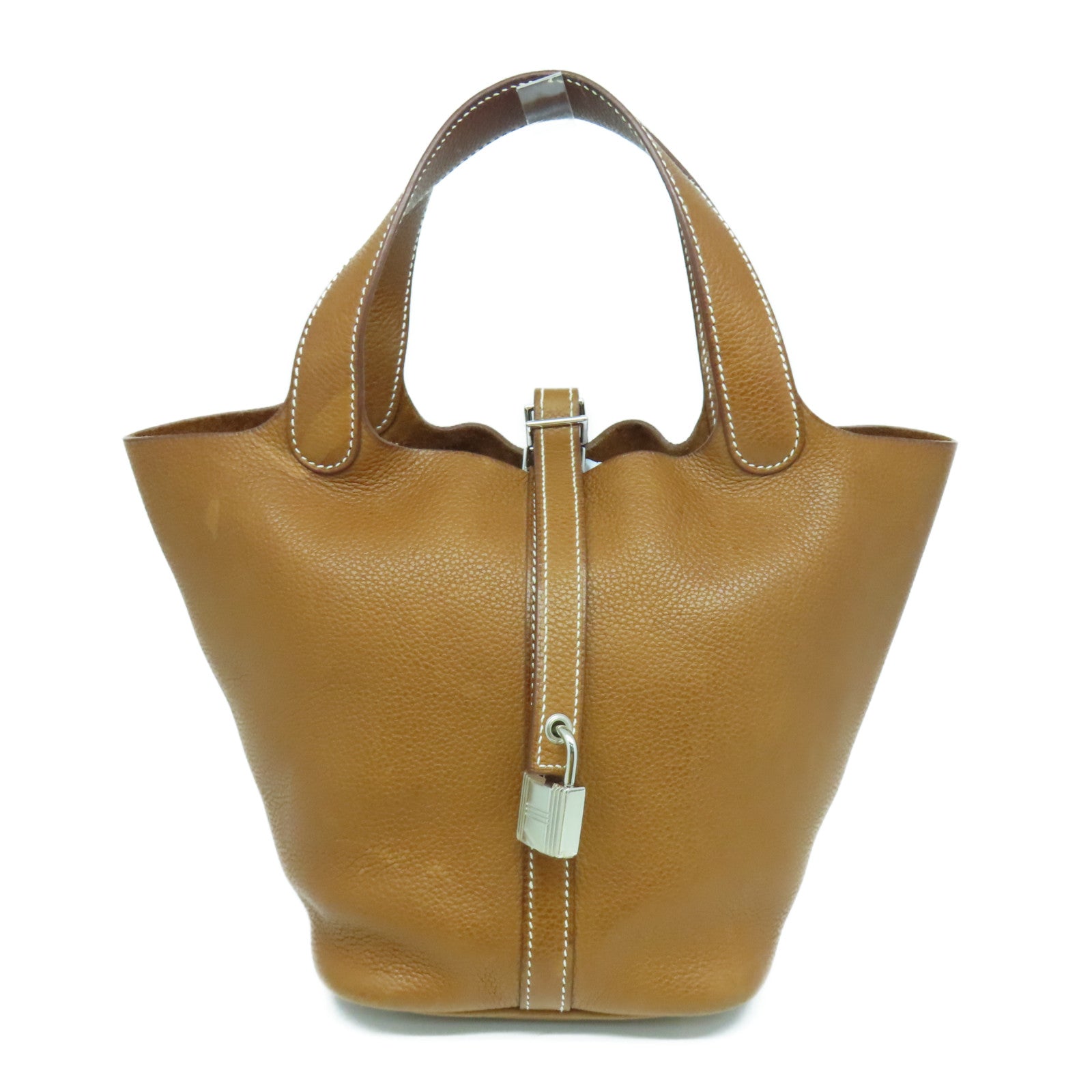 HERMES Barenia皮革Picotin PM银扣手挽袋啡色