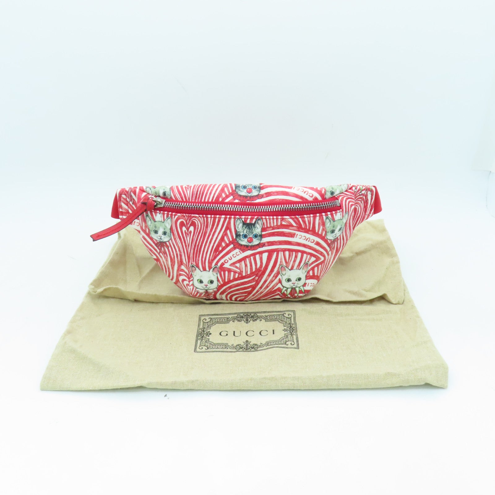 GUCCI Coated Canvas Waist Bag Red/White