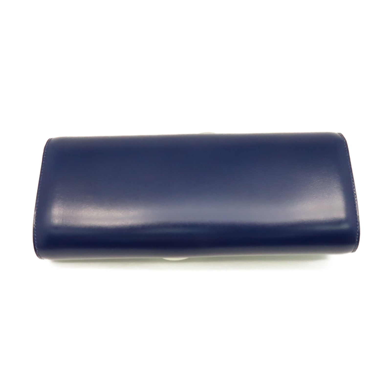 HERMES BoxCalfskin皮革Egee Clutch銀扣手拿包Navy深藍色